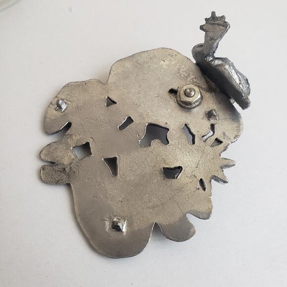 Vtg Metzke 70s Pewter Frog on Lily Pad Lid, Pattern Glass Potpourri Trinket Jar - Picture 4 of 8